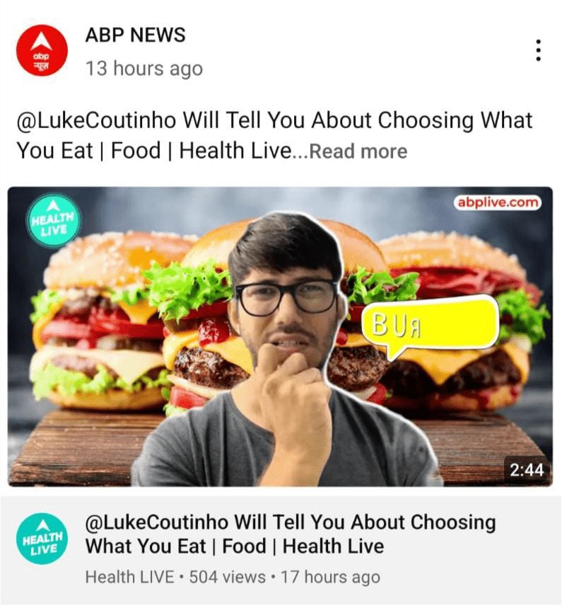 @LukeCoutinho Will Tell You About Choosing What You Eat | Food | Health Live