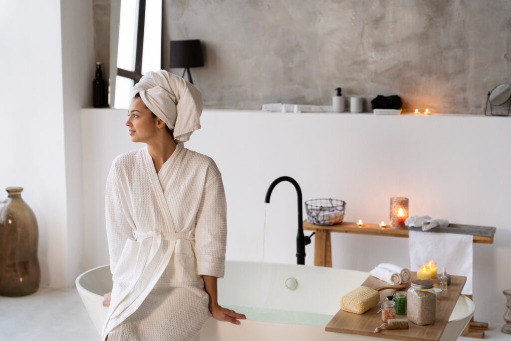 Person taking cold water bath showing benefits of cold water bath