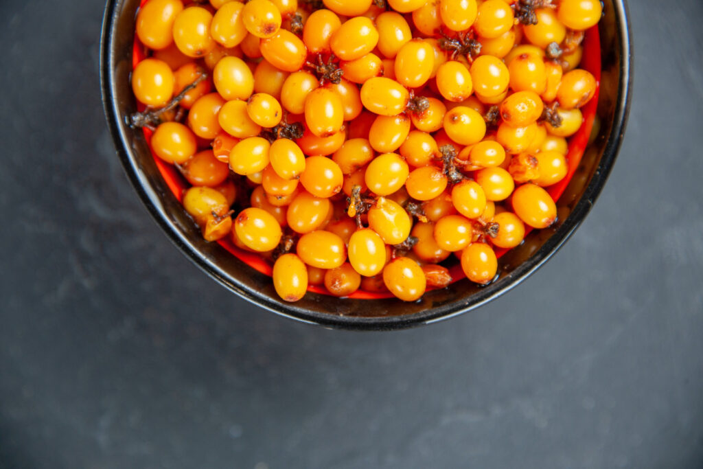Fresh sea buckthorn berries rich in nutrition and benefits
