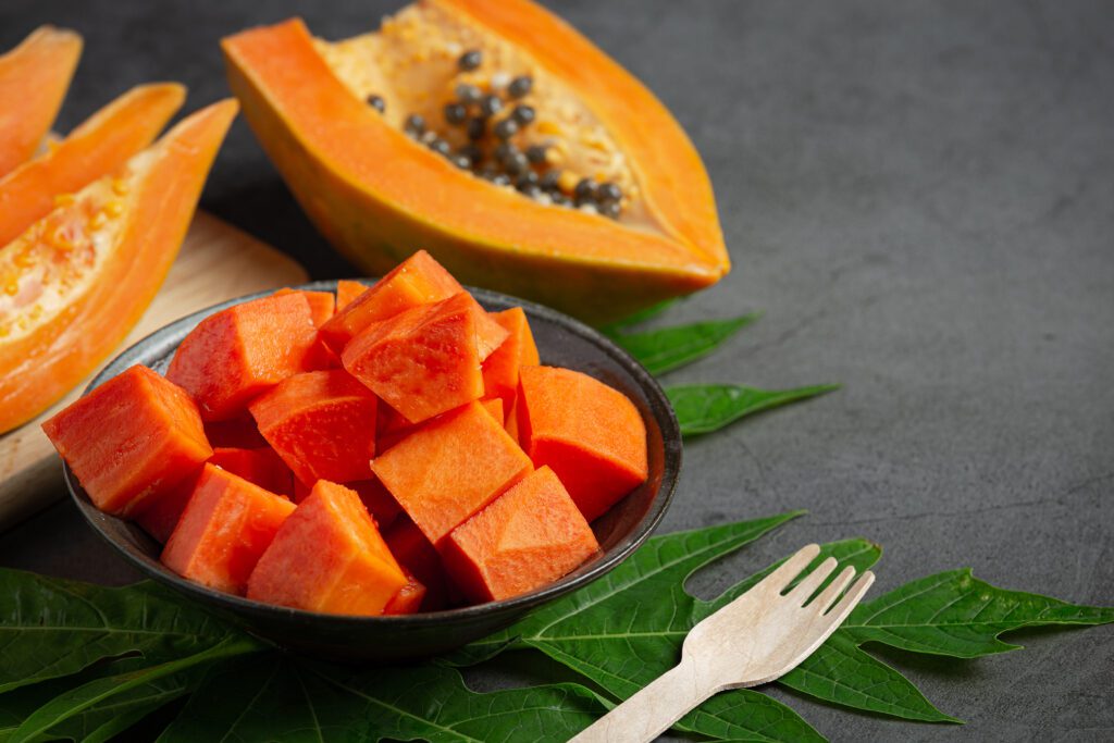 Fresh papaya slices showing papaya health benefit