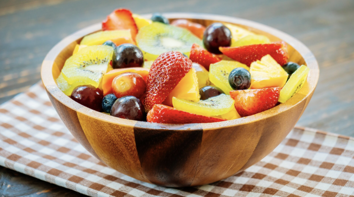 balanced lunch box meal with fruits 