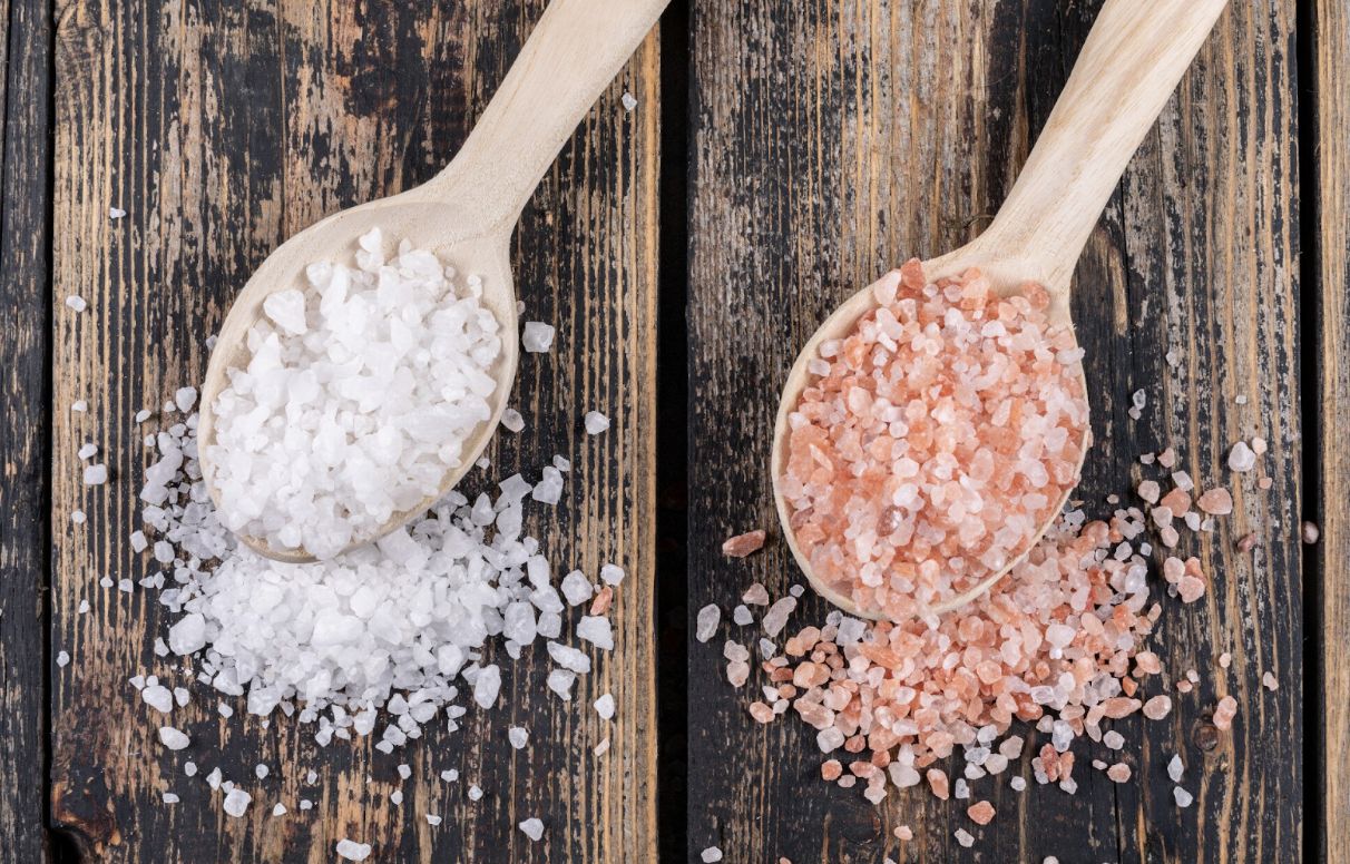 Celtic sea salt with a wooden scoop