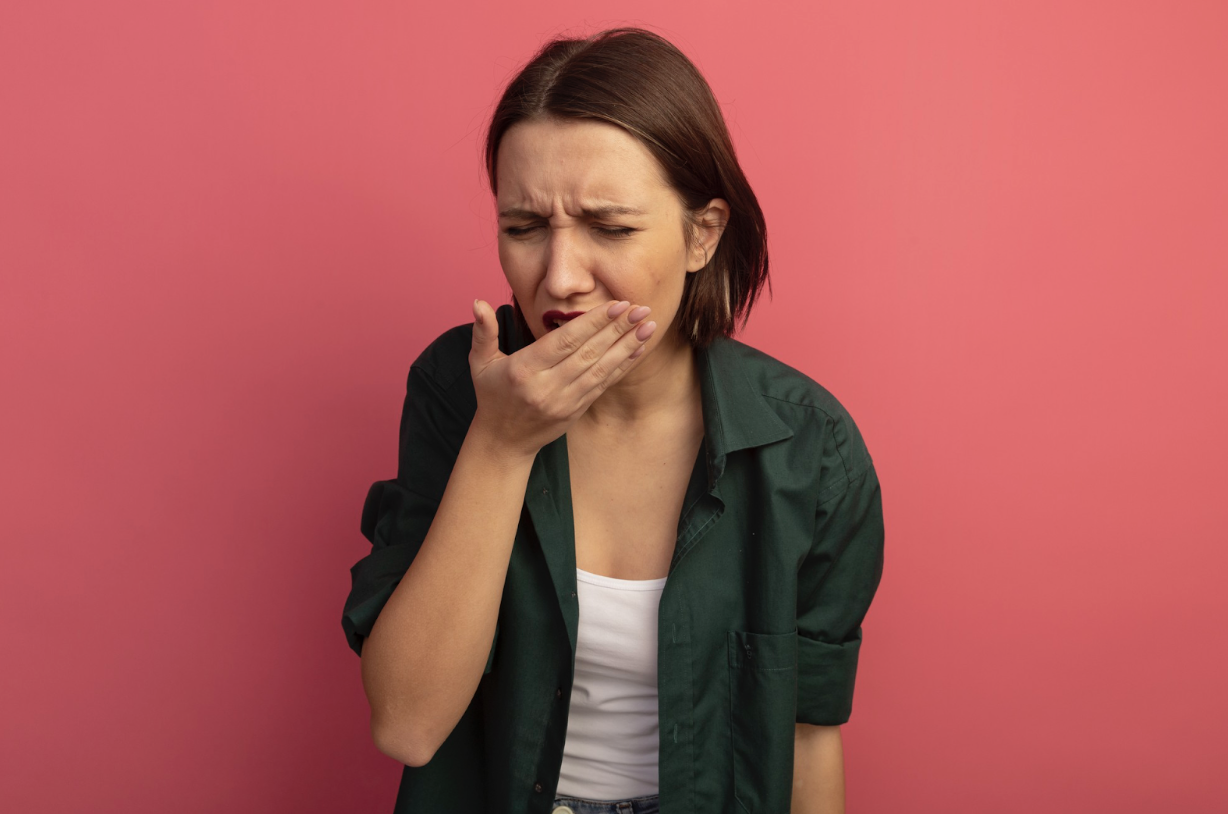 Close-up of ulcer in mouth showing common symptoms