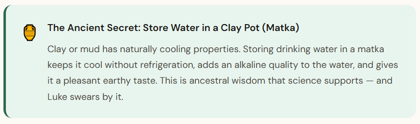 Beat the Heat the Right Way: Luke's FREE Holistic Summer & Heatwave Guide clay pot water in summers