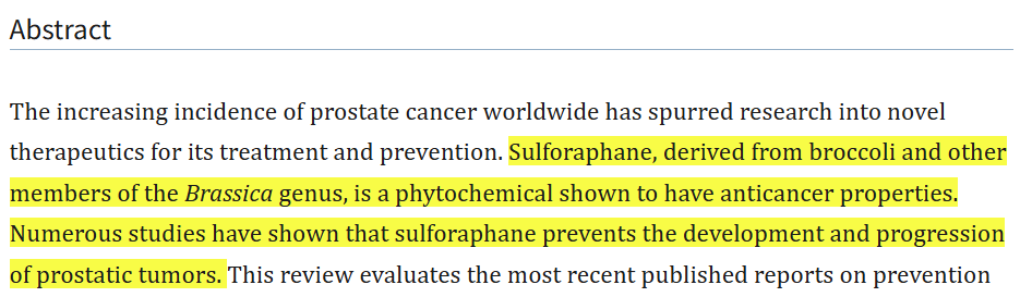 cruciferous vegetables and prostate cancer